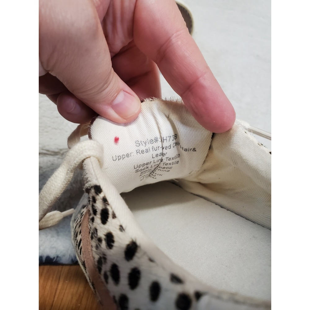 Madewell Sidewalk White Black Polka Dot Calf Hair Low Sneakers 8 Preppy Festival - Picture 8 of 9